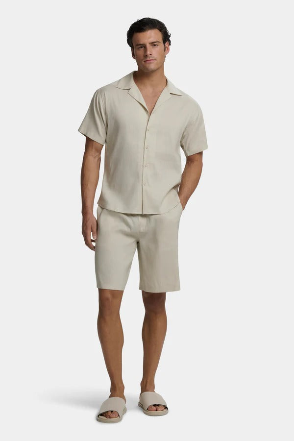La camisa de lino de manga corta